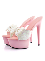 Sexy Sandaletten aus mit Schleife und Stilettos im schicken & modischen Style für Abend und Sommer sexy Pantoletten und Damen