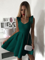 Sexy Schlittschuhr Kleid 2020 V-Ausschnitt Rüschen Plissee Geschichtet Swing Kleid