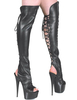 Sexy Schnür-Stiefel aus PU mit Plateaus und Peeptoe-Vorderteilen ohne Feser