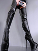 Sexy Schuhe 2020 Frauen Schwarz Plattform Stilett Heel Zip Up Schenkel High Stiefel Über die Knie Stiefel