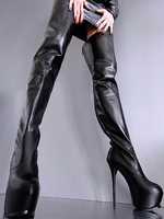 Sexy Schuhe 2020 Frauen Schwarz Plattform Stilett Heel Zip Up Schenkel High Stiefel Über die Knie Stiefel