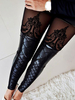Sexy schwarze Gamaschen-Frauen schnüren sich oben dünne Gamaschen des PU-Leders