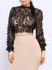 Sexy Sheer Tops mit langen Ärmeln Frauen Tulle Tops