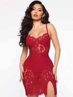Sexy Spitzenkleid Frauen Riemchen Ärmellose Slim Fit Kurze Kleider