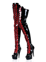 Sexy Stiefel 2020 Damen Schwarz Platfürm Schnüren Oberschenkelhohe Stiefell High Heel Über die Knie Stiefel
