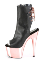 Sexy Stiefel mit hohen Absätzen Peep Toe Schnür Reißverschluss Stiletto Rave Club Blond Rücken Krawatte Sexy Stiefeletten