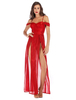 Sexy Strampler Kleid Damen Club Dress Kalte Schulter Split Clubwear