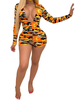 Sexy Strampler Shorts Langarm V-Ausschnitt Skinny Summer Playsuit