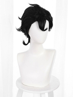 Shadows House Ram Shirley Cosplay Perücke Schwarz Kurze lockige hitzebeständige Faserperücke