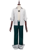Shaman King Yoh Asakura Cosplay Kostüm Full Set Weißes Hemd Gürtel Lange Hose Halskette 4-teiliges Set