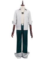 Shaman King Yoh Asakura Cosplay Kostüm Full Set Weißes Hemd Gürtel Lange Hose Halskette 4-teiliges Set