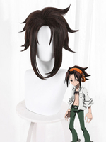Shaman King Yoh Asakura Cosplay Perücken tiefbraun kurze hitzebeständige Faser Cosplay Perücken