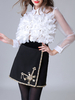 Shirt für Frauen White Organza Turndown Kragen Sheer Retro Flowers Long Sleeves Tops
