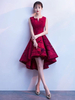 Short Prom Dresses Spitze Burgund Graduierung Kleid High Low Ärmellos Cocktail Party Kleid