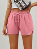 Shorts für Damen Rosa Sportlich Kordelzug Polyester Elastische Taille Sommer Shorts