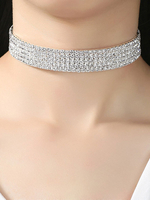 Silber Choker Halskette Strass Glitter Halskette Weihnachtsfeier Schmuck