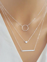 Silber geschichteten Halskette Bar Hoop Kette Halskette