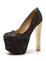 Silber High Heels 2021 Plateau Strass Slip On Party Schuhe Damen Abendschuhe