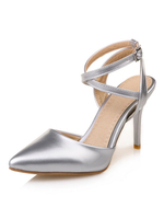 Silber High Heels Spitz Criss Cross Slingpumps Pumps für Frauen