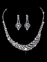 Silber Hochzeit Halskette Set Strass Perlen Schmuck Set Braut Ohrringe und Halskette