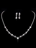 Silber Hochzeit Halskette Set Strass Perlen Schmuck Set Braut Ohrringe und Halskette