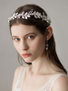 Silber Hochzeit Headpieces Blatt Perlen Stirnband Braut Haarschmuck