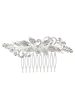 Silber Hochzeit Kamm Blatt Strass Perlen Braut Haarschmuck