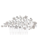 Silber Hochzeit Kamm Kopfschmuck Blatt Strass Perlen Braut Haar Zubehör