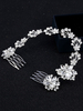 Silber Hochzeit Kopfschmuck Blume Doppel Kamm Stirnband Strass Perlen Braut Haar Zubehör
