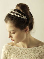 Silber Hochzeit Kopfschmuck Haarband Double Beading Braut Haar Zubehör