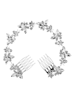 Silber Hochzeit Kopfschmuck Kamm Stirnband Strass Perlen Braut Haarschmuck