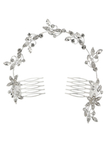 Silber Hochzeit Kopfschmuck Kamm Strass Blumen Stirnband Braut Haart Zubehör