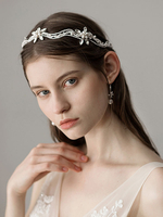 Silber Hochzeit Kopfschmuck Strass Perlen Stirnband Braut Haarschmuck