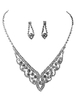 Silber Hochzeit Schmuck Set Strass Braut Halskette mit Ohrringen
