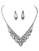 Silber Hochzeit Schmuck Set Strass Braut Halskette mit Ohrringen