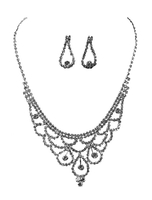 Silber Hochzeit Schmuck Set Strass Karabinerverschluss Braut Halskette mit Ohrringe