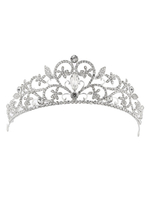 Silber Hochzeit Tiara Krone Strass Perlen Kopfschmuck Braut Haarschmuck
