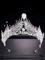 Silber Hochzeit Tiara Krone Strass Perlen Legierung Royal Bridal Headpieces