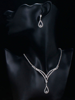 Silber Hochzeitsschmuck Set Ohrringe Halskette Brautschmuck