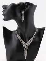 Silber Hochzeitsschmuck Set Ohrringe Halskette Quasten Braut Accessoires