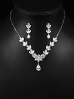 Silber Hochzeitsschmuck Set Ohrringe Halskette Zirkonia Brautschmuck