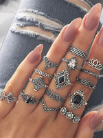 Silber Metall Finger Schmuck Antik Design 15 Stück Frauen Schmuck