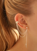 Silber Ohrringe Blätter Shape Kette Metall Ohrringe für Frauen