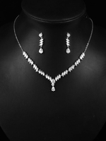 Silber Ohrringe Halskette Set Hochzeitsschmuck Brautschmuck