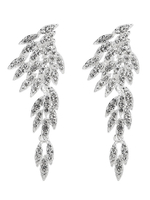 Silber Ohrringe Hochzeit Blatt Strass Perlen Brautschmuck