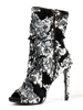 Silber Party Schuhe 2020 Paillette Peep Toe Zip Up High Heel Booties Frauen Knöchel Stiefel