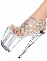 Silber Sandaletten Himmel hoch transparente Plattform Riemen PU Heels für Frauen