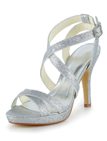 Silber Sandaletten mit Stilettos