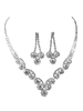 Silber Schmuck Set Hochzeit Strass Karabinerverschluss Braut Halskette mit Ohrringen