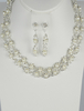Silber; trendige Perle Strass Hochzeit Ohrringe und Halskette Schmuck-Set